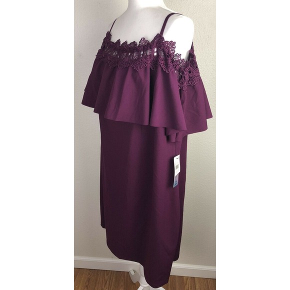 BCX Women's Juniors Purple Lace Sleeveless Cocktail Dress Size 3X - Picture 7 of 12